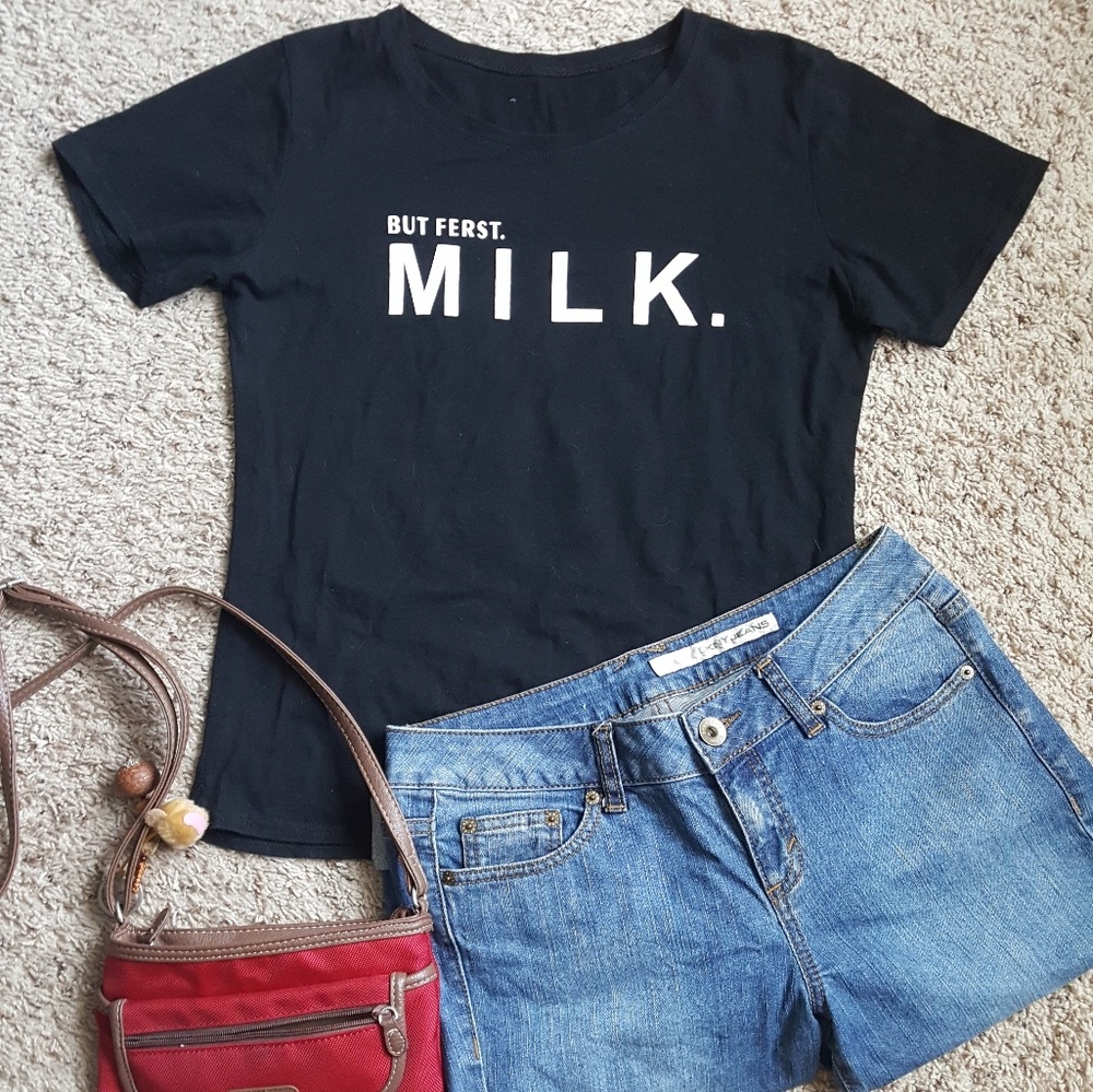 But Ferst Milk Black Graphic T-Shirt